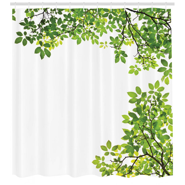 Bless international Leaves Shower Curtain Set + Hooks Wayfair